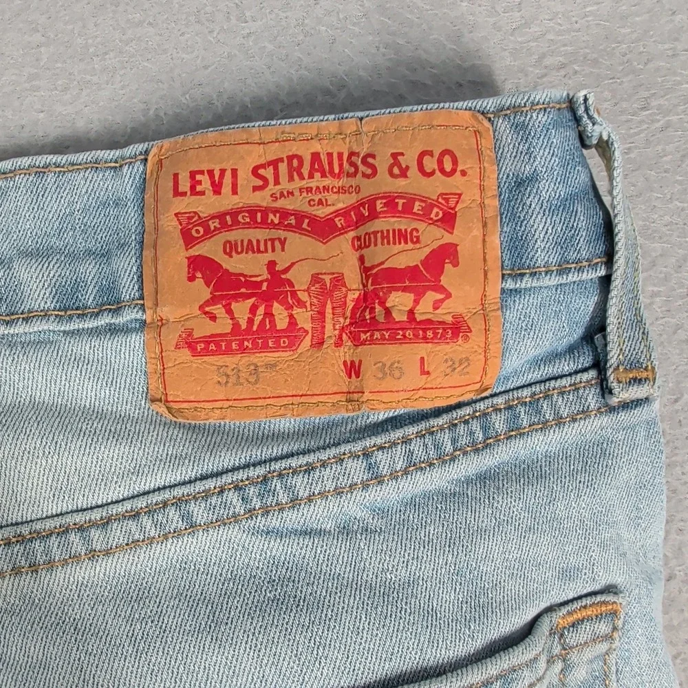 Levi's 513 Jeans‎ Mens 36x32 Light Wash Slim Straight Denim Casual Everyday Wear